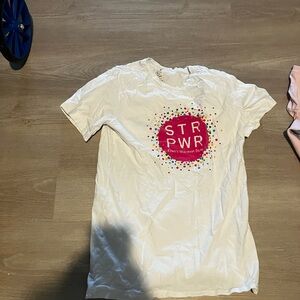White Short Sleeve Tee with Pink Graphic